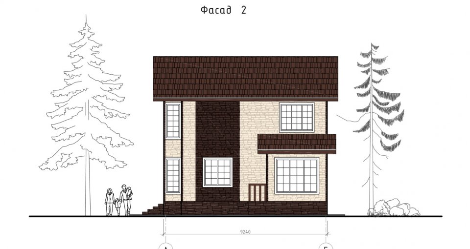 Фасад каркасного дома проекта №188: вид справа