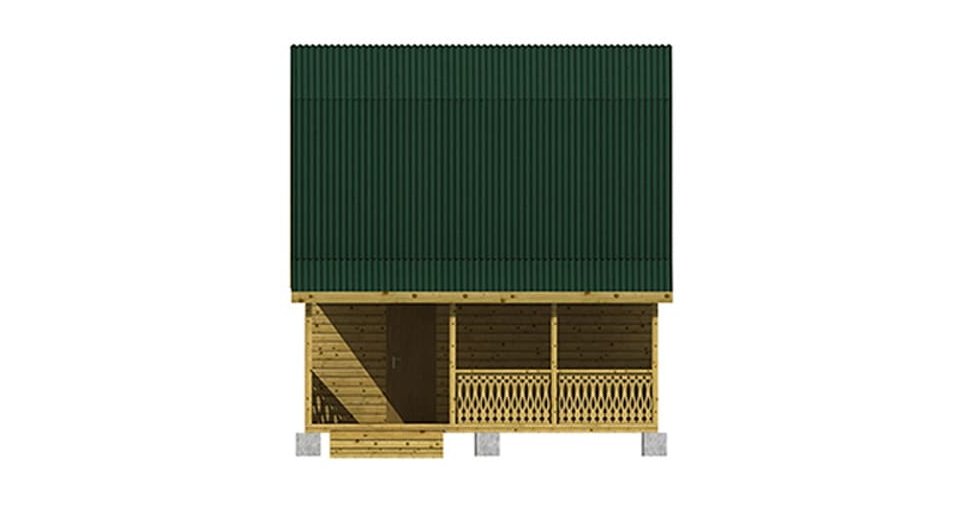 Фасад каркасного дома №141: вид спереди