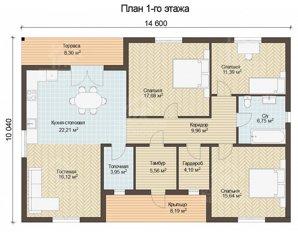  Каркасный дом, проект №37 - планировка