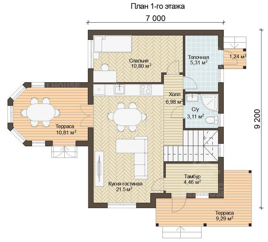 Каркасный дом, проект №61 - планировка