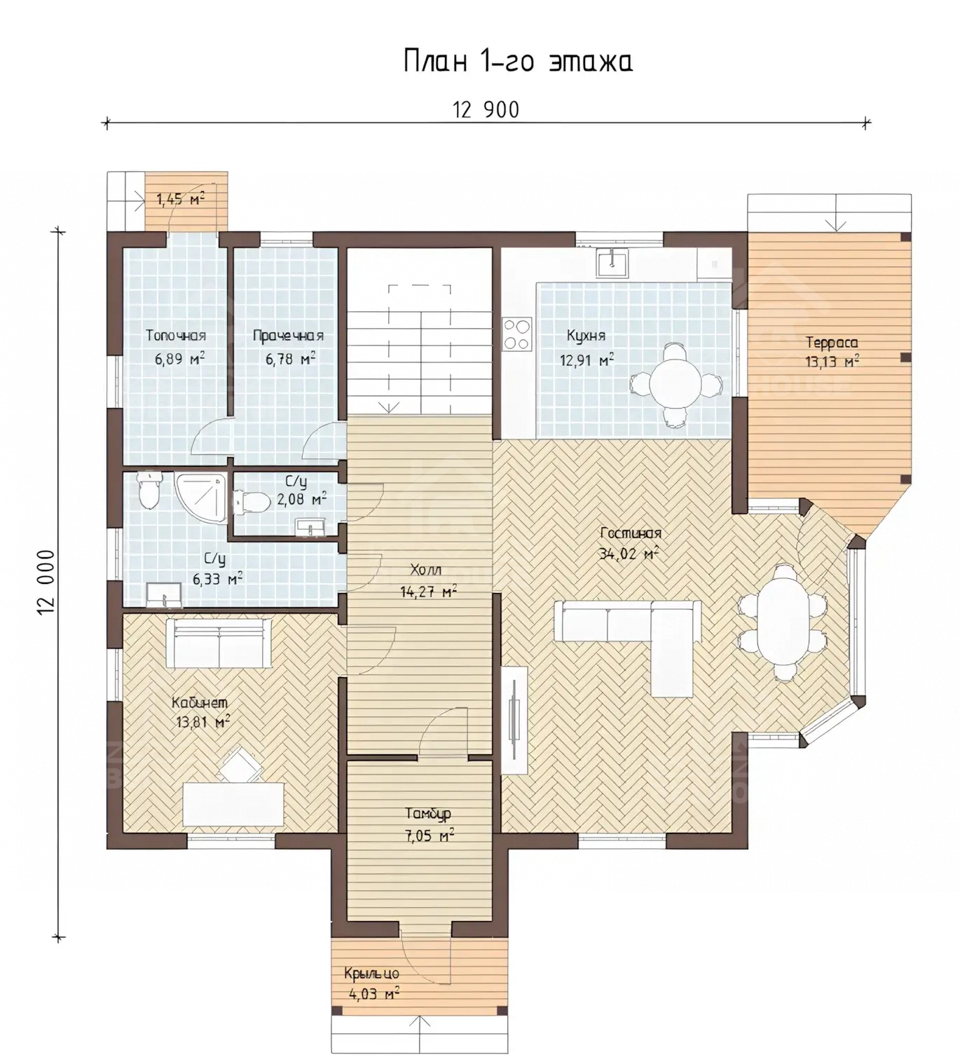 Каркасный дом, проект №65 - планировка