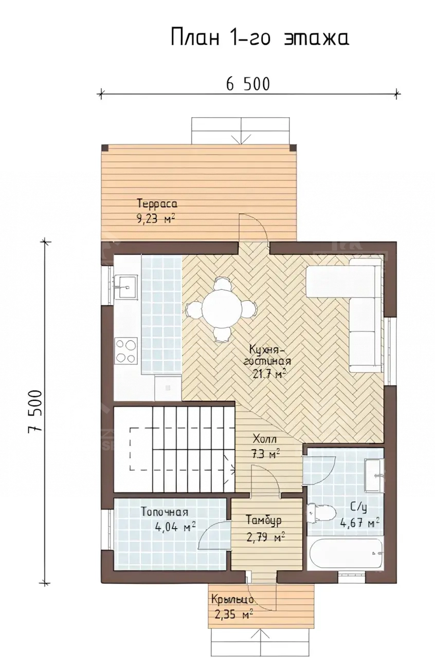 Каркасный дом, проект №58 - планировка
