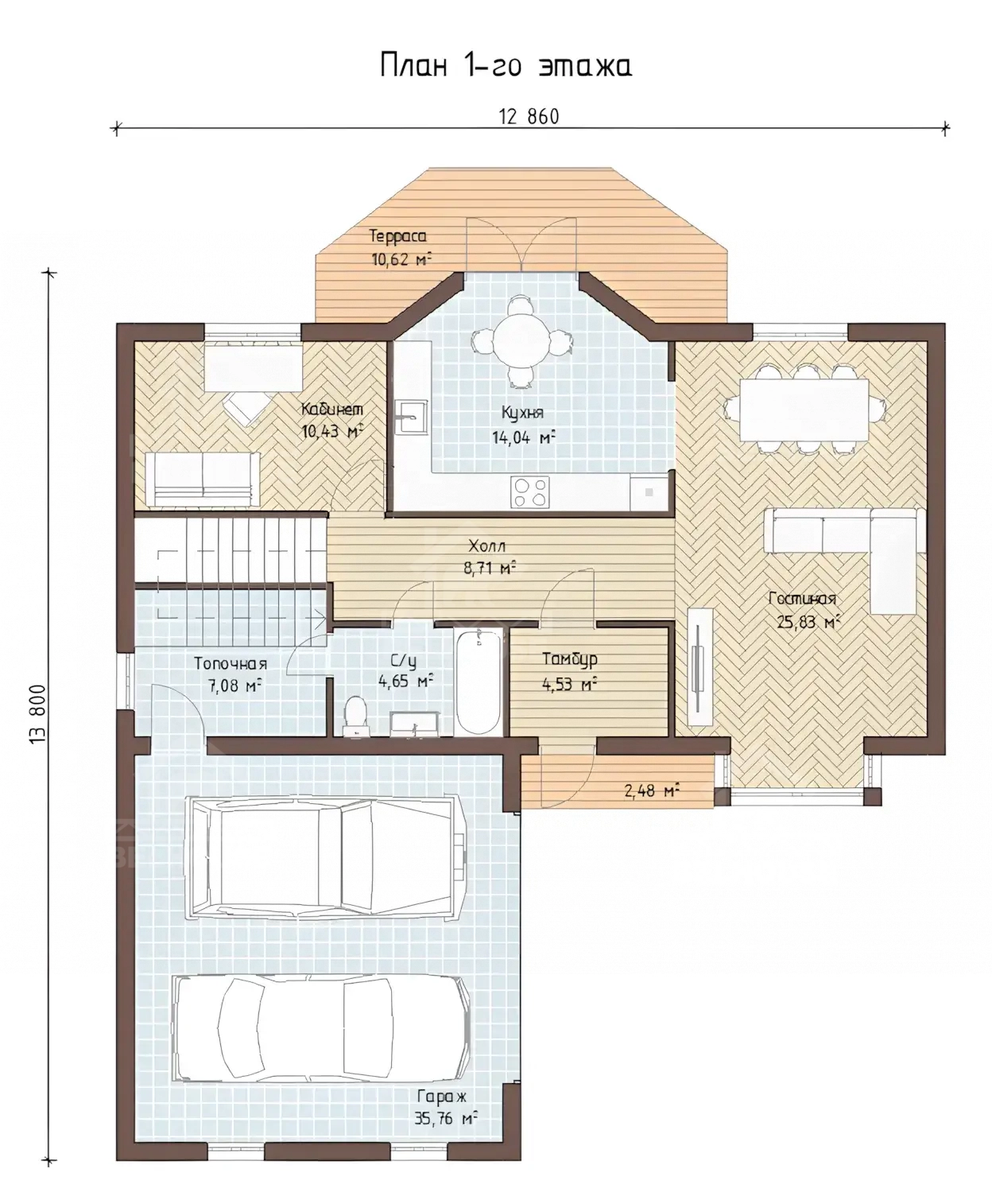 Каркасный дом, проект №35 - планировка