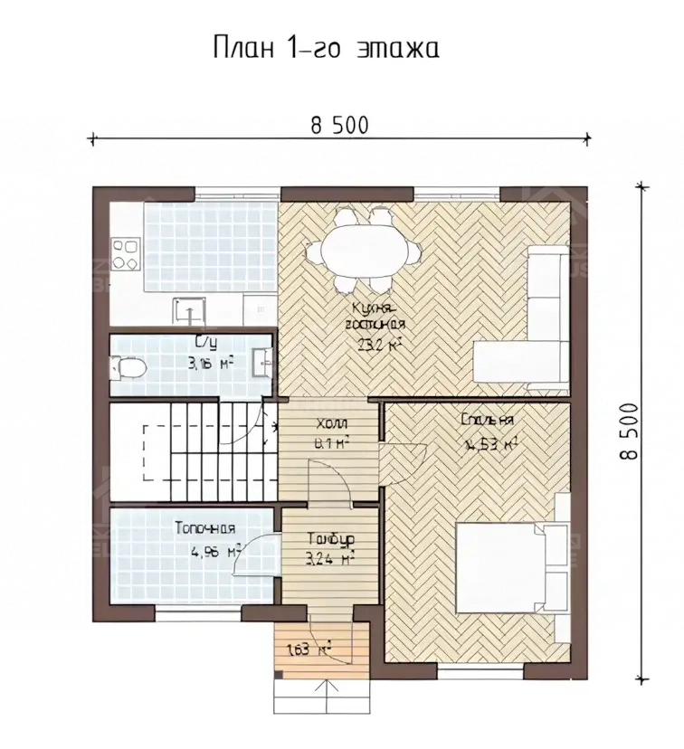 Каркасный дом, проект №26 - планировка