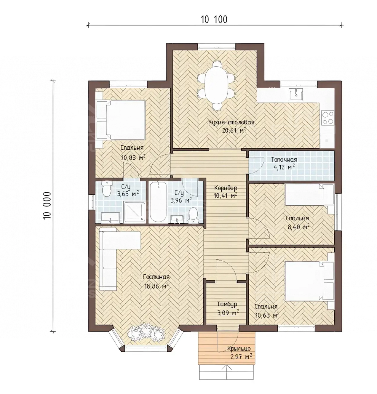 Каркасный дом, проект №20 - планировка
