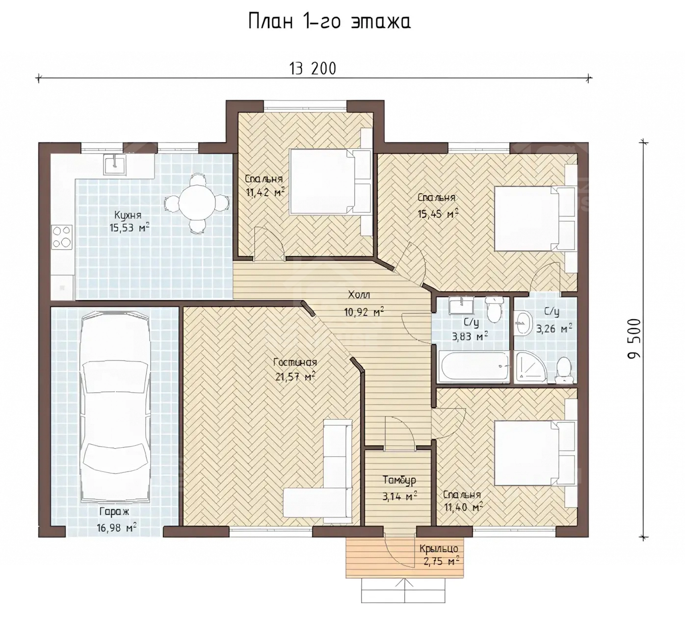 Каркасный дом, проект №17 - планировка