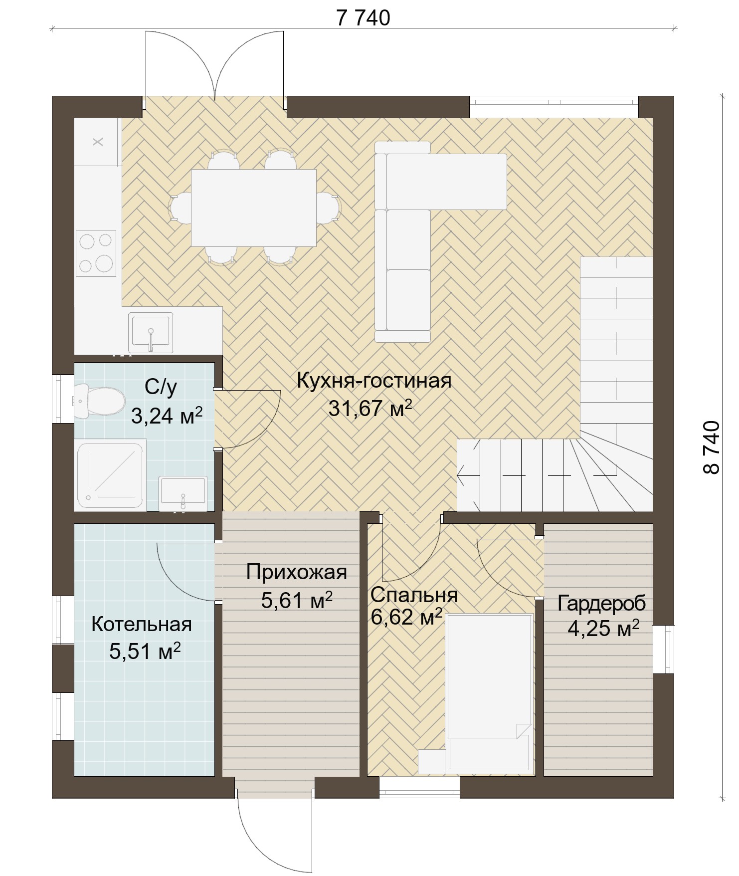 Каркасный дом, проект №385 - планировка