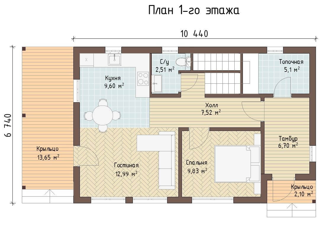 Каркасный дом, проект №101 - планировка