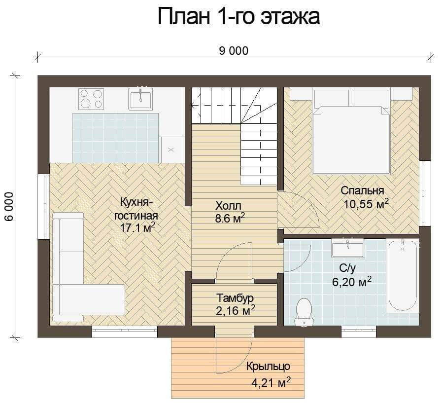Каркасный дом, проект №164 - планировка