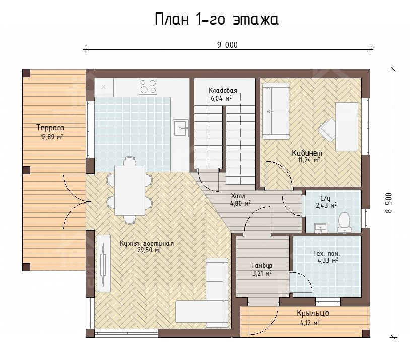Каркасный дом, проект №18 - планировка