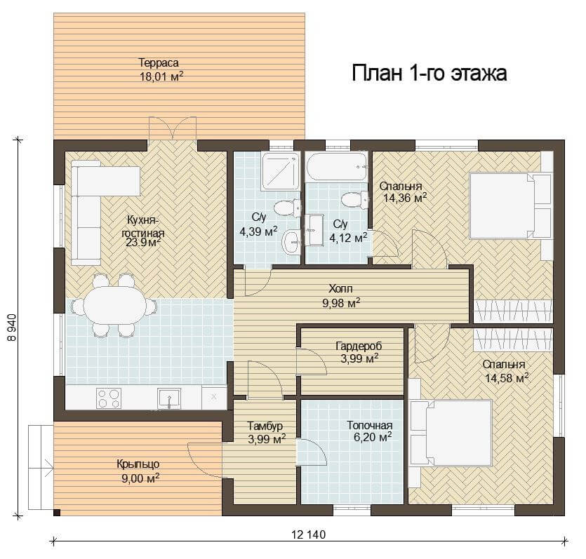 Каркасный дом, проект №189 - планировка