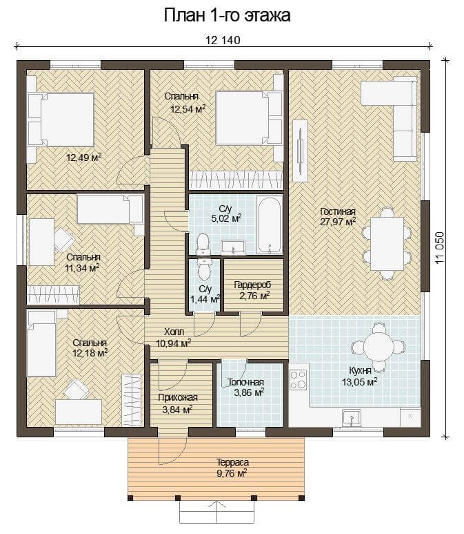 Каркасный дом, проект №190 - планировка