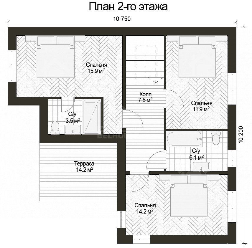 Дом из газобетона, проект №193к - планировка
