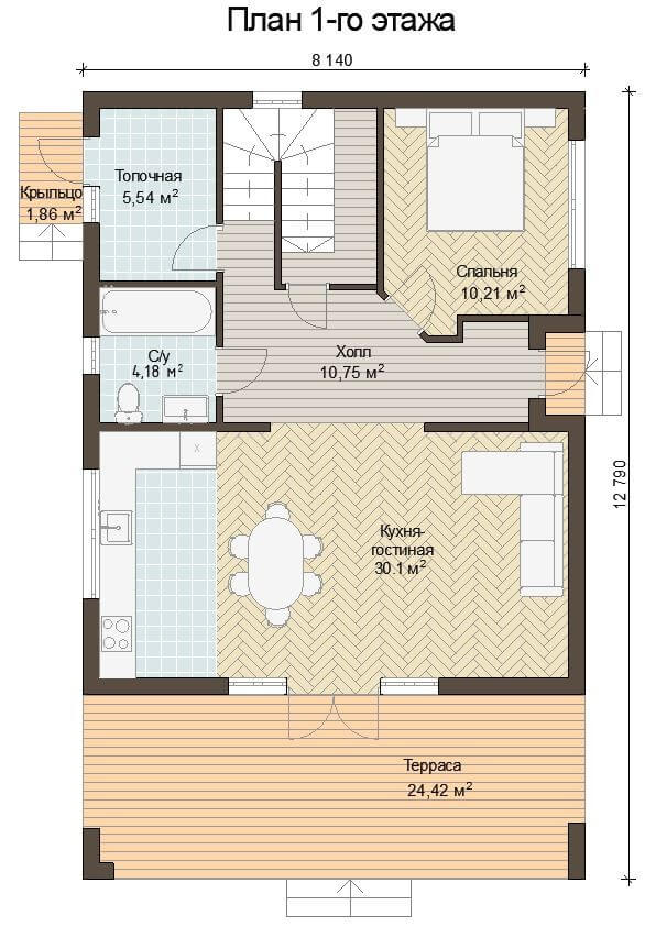 Каркасный дом, проект №194 - планировка