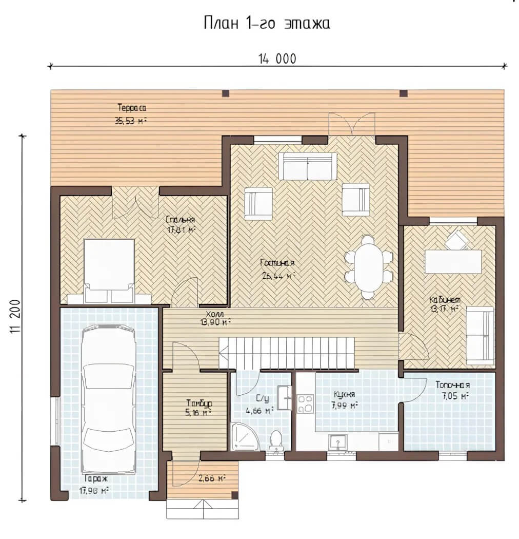 Каркасный дом, проект №197 - планировка