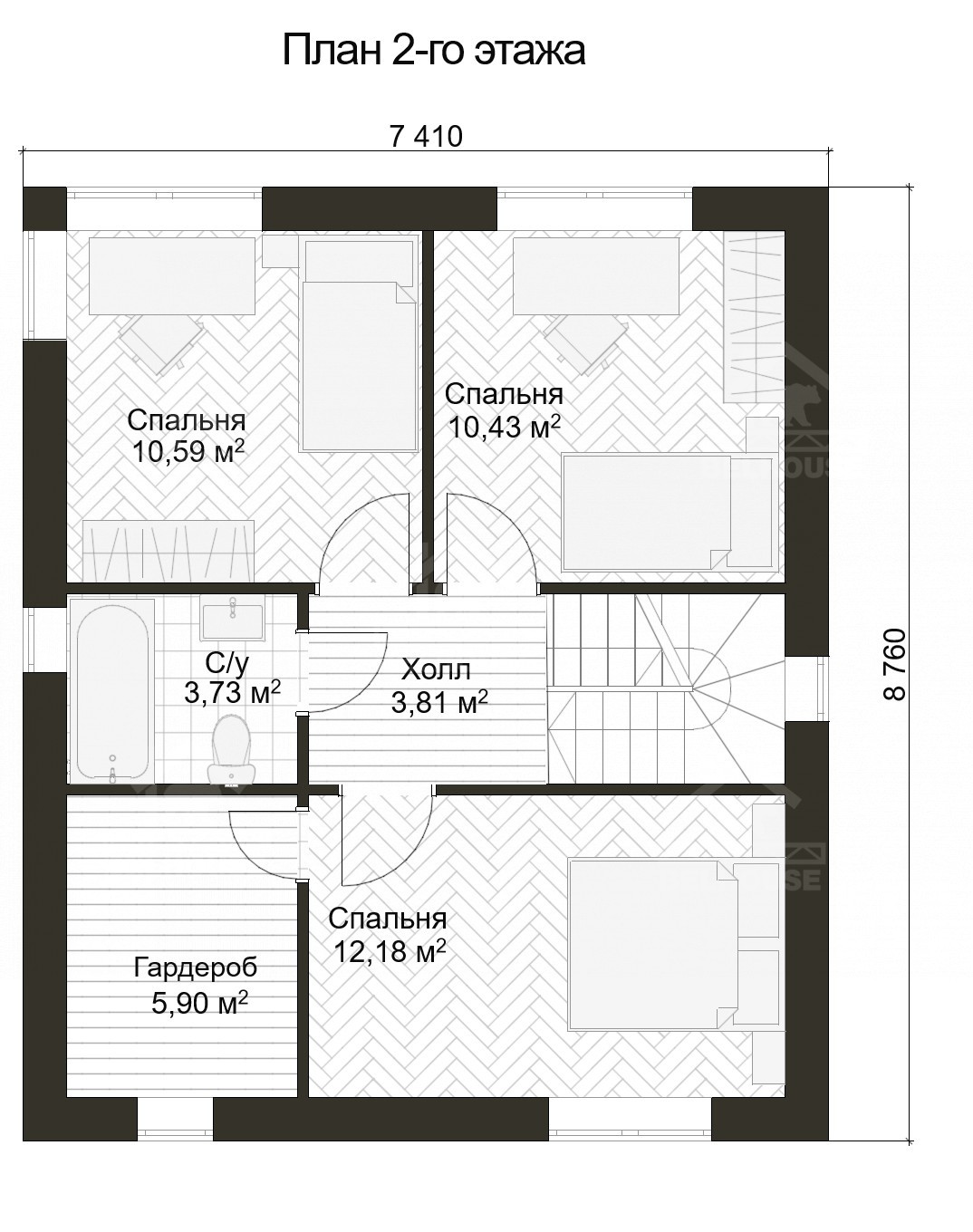Дом из газобетона, проект №384к - планировка