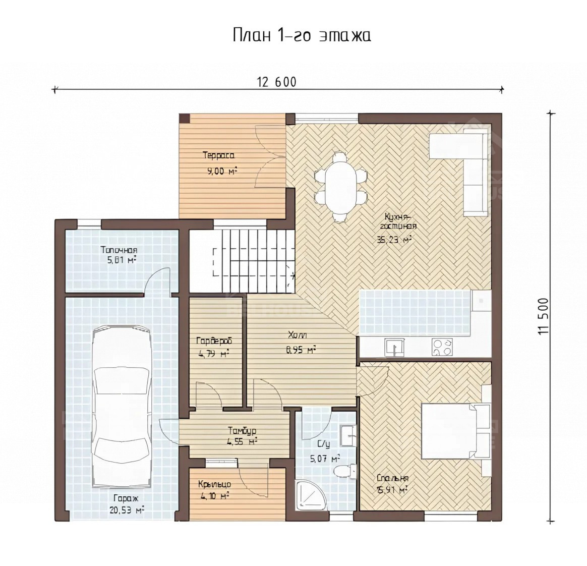 Каркасный дом, проект №208 - планировка