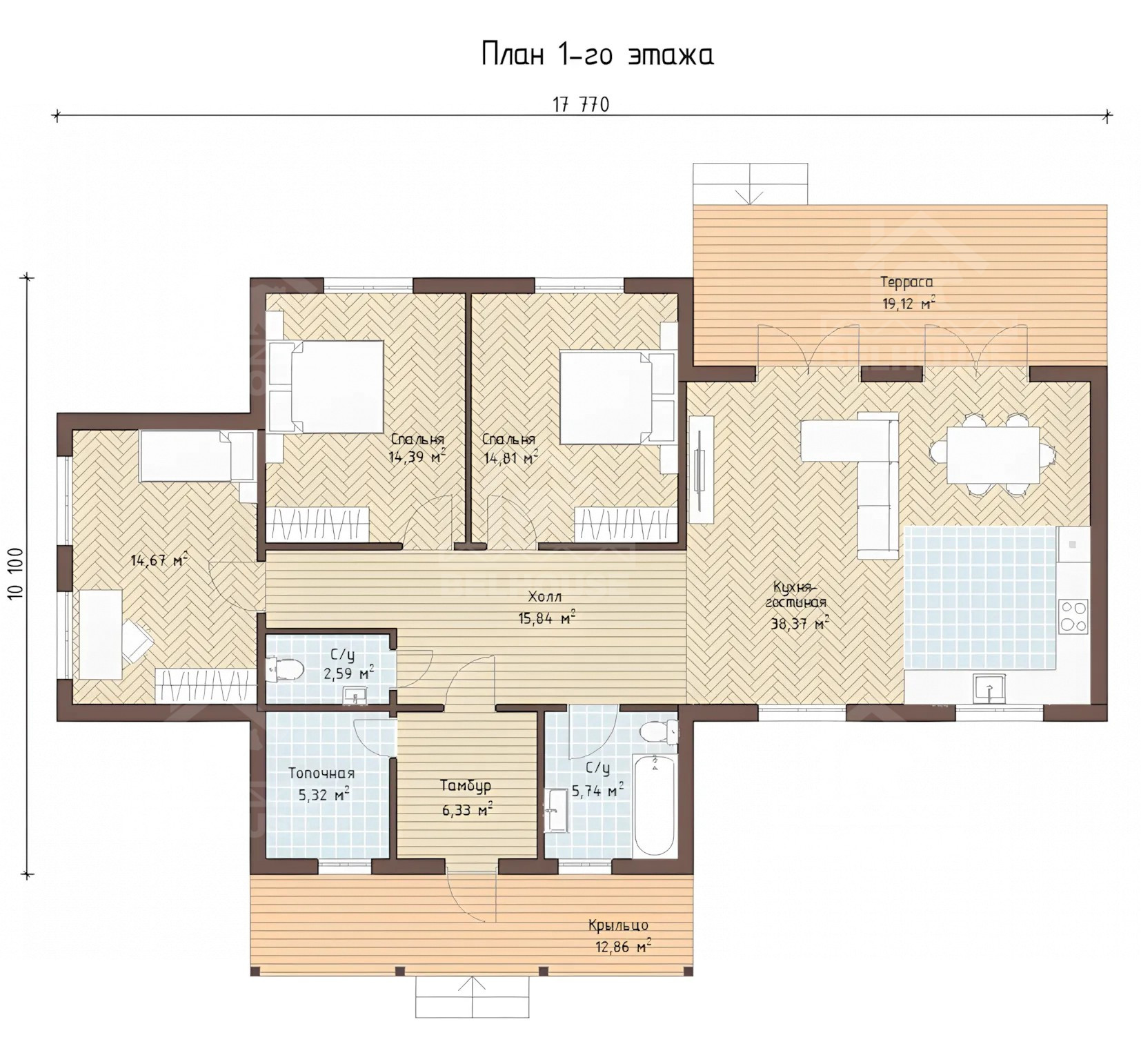 Каркасный дачный дом, проект №211 - планировка