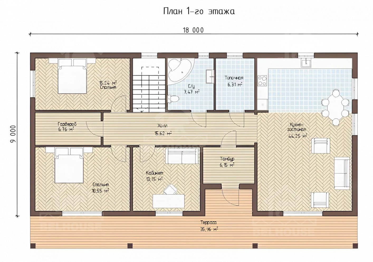 Каркасный дом, проект №216 - планировка