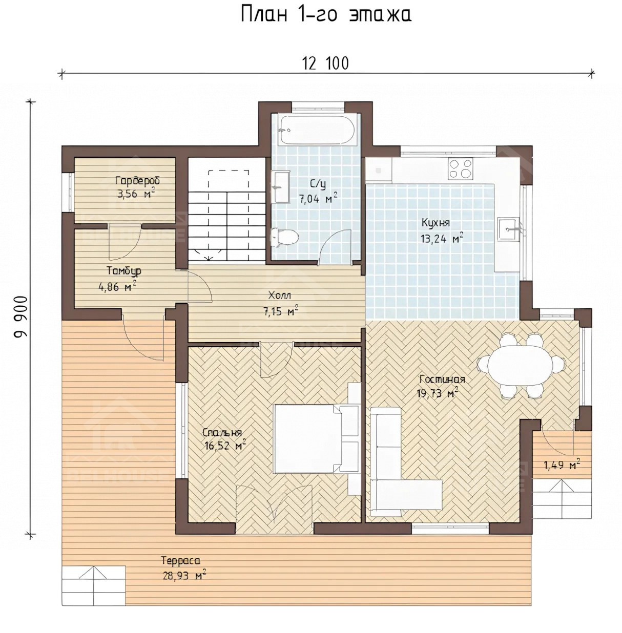 Каркасный дом, проект №218 - планировка