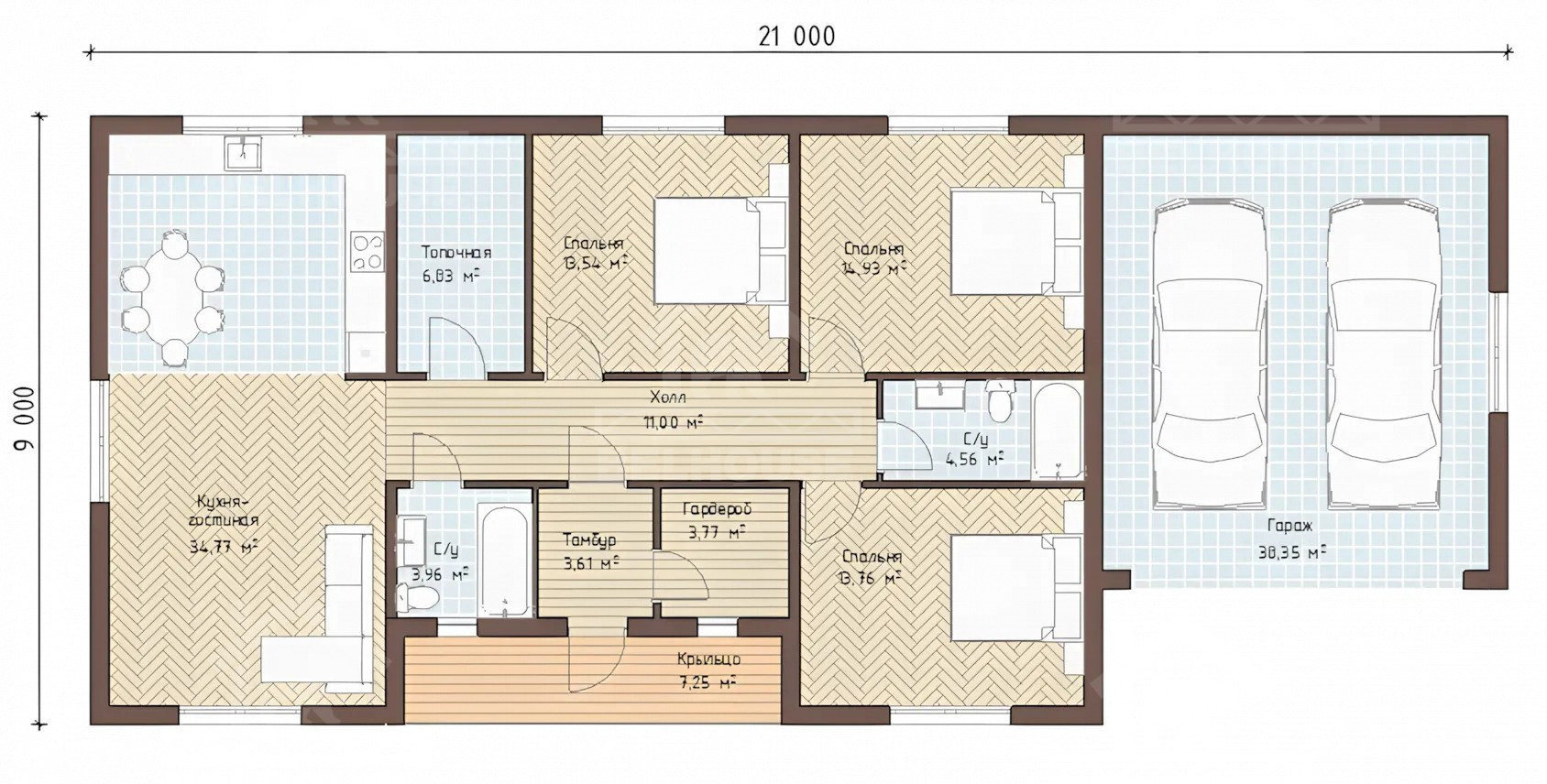 Каркасный дом, проект №219 - планировка