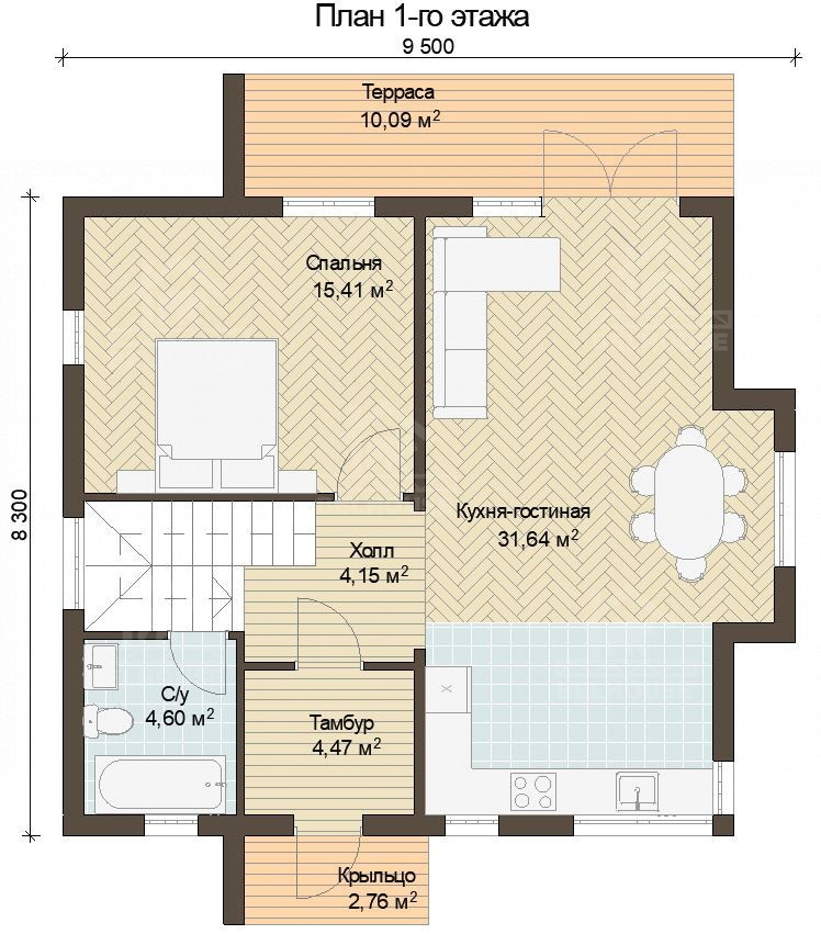 Каркасный дом, проект №221 - планировка