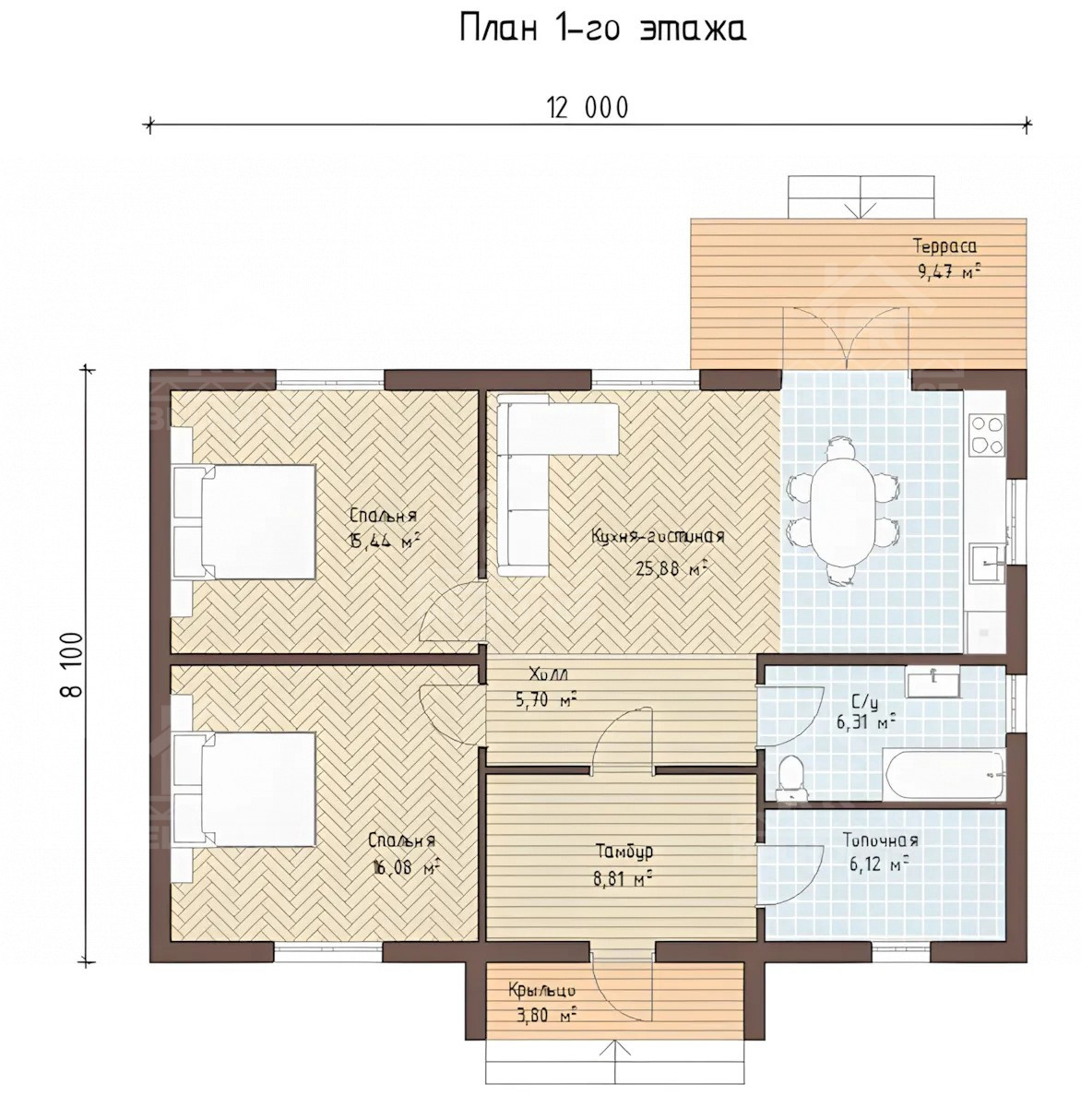 Каркасный дом, проект №222 - планировка