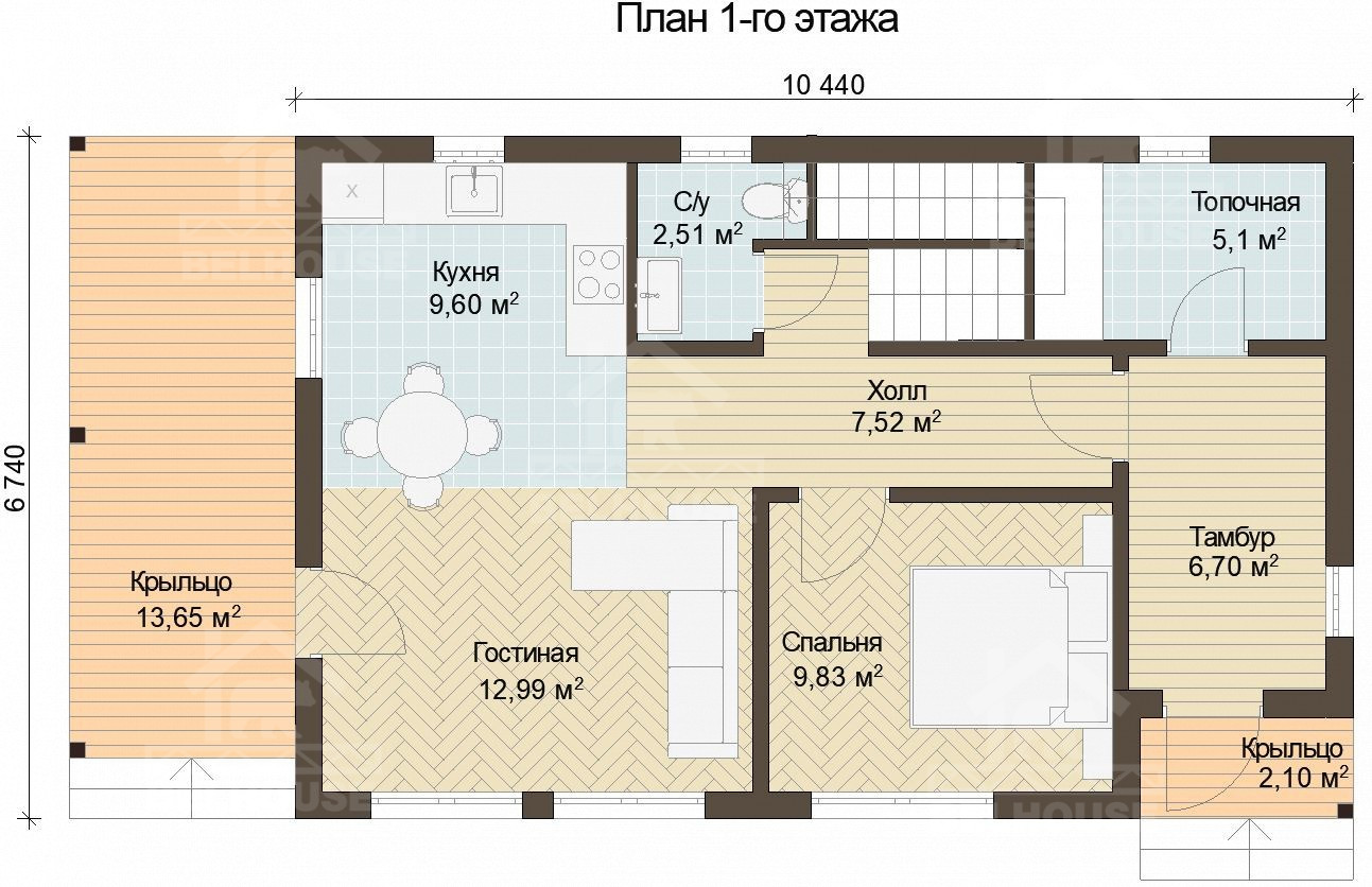 Каркасный дом, проект №225 - планировка
