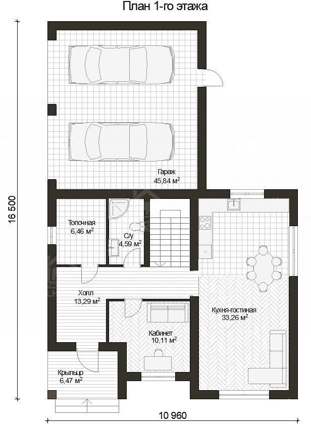 Дом из газобетона, проект №226к - планировка