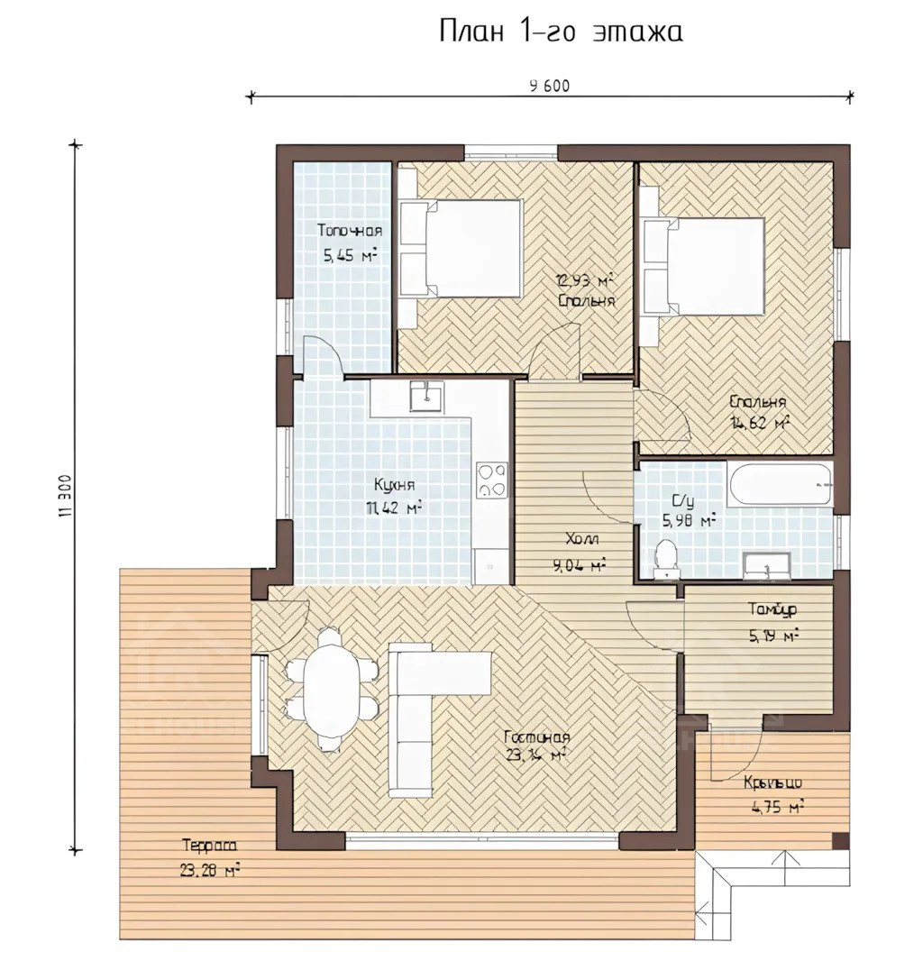 Каркасный дачный дом, проект №228 - планировка