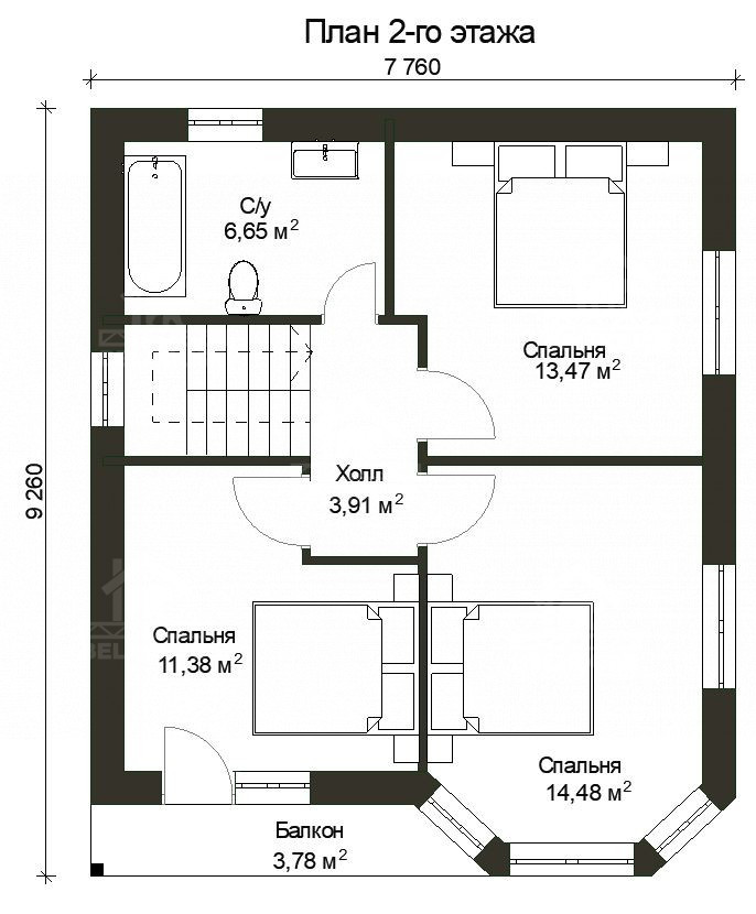 Дом из газобетона, проект №22к - планировка