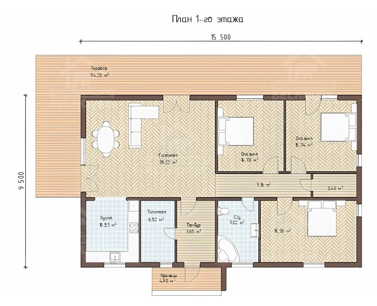Каркасный дом, проект №233 - планировка