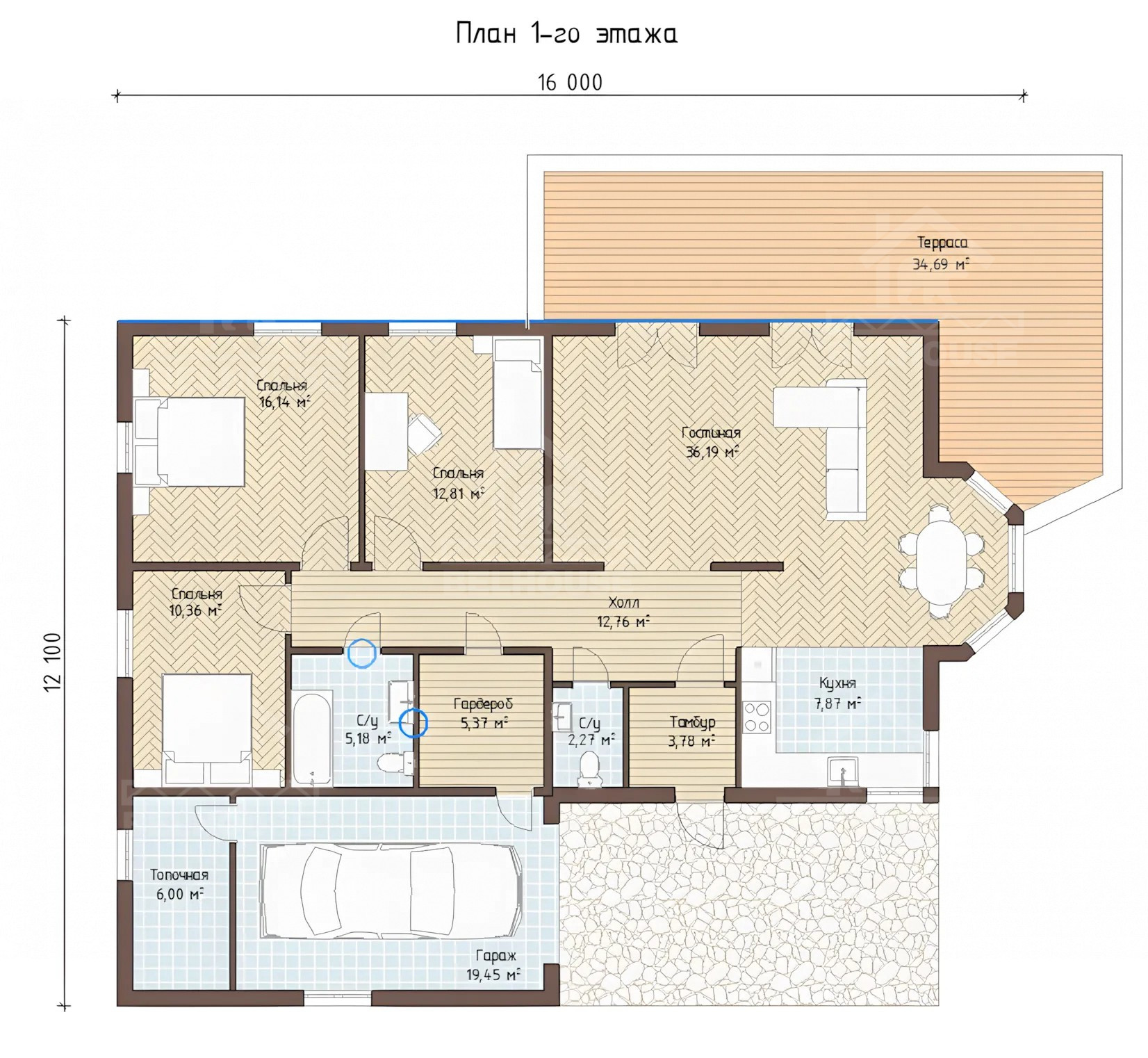 Каркасный дом, проект №236 - планировка