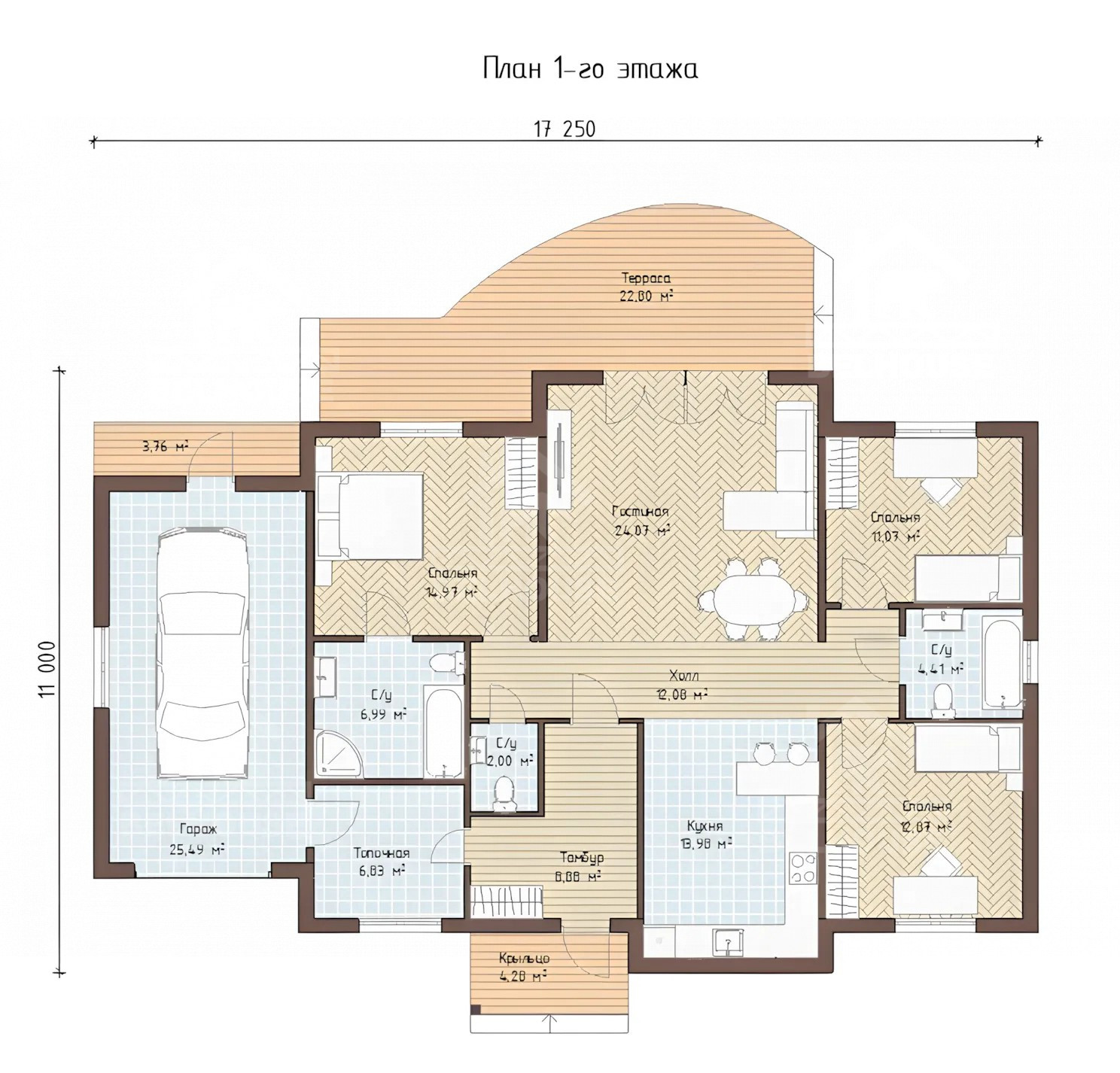 Каркасный дом, проект №238 - планировка