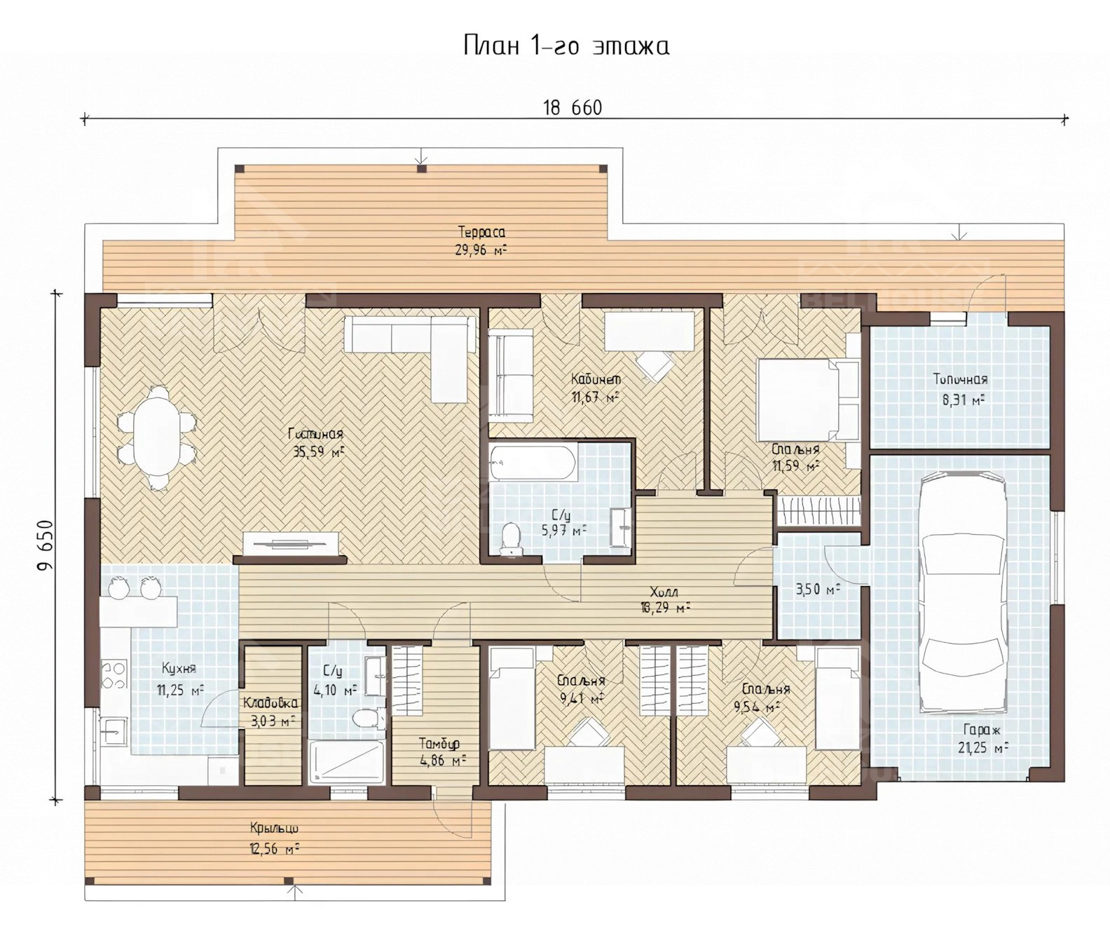 Каркасный дом, проект №242 - планировка