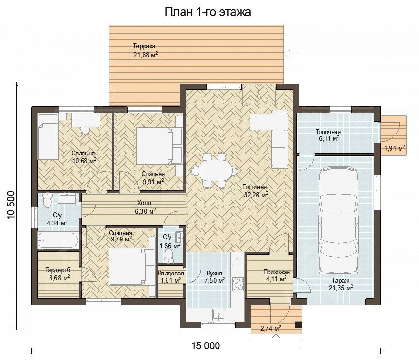 Каркасный дом, проект №253 - планировка