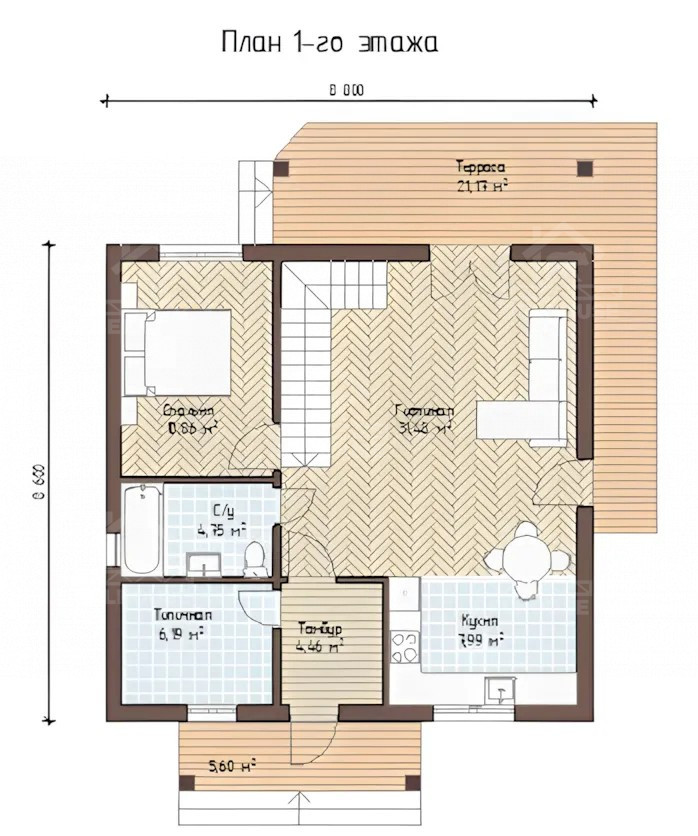 Каркасный дом, проект №255К - планировка