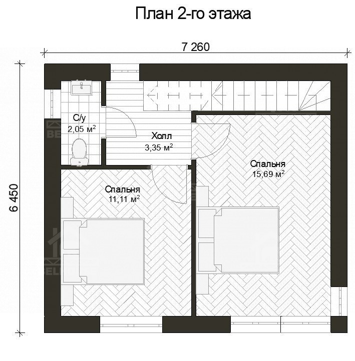 Дом из газобетона, проект №257к - планировка