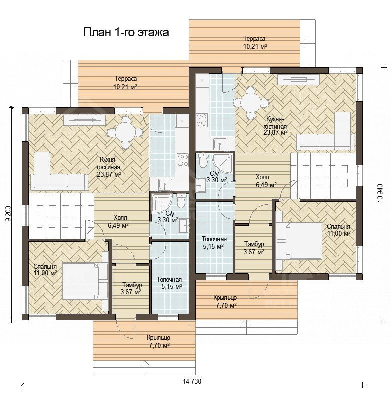Каркасный дуплекс, проект №263Д - планировка