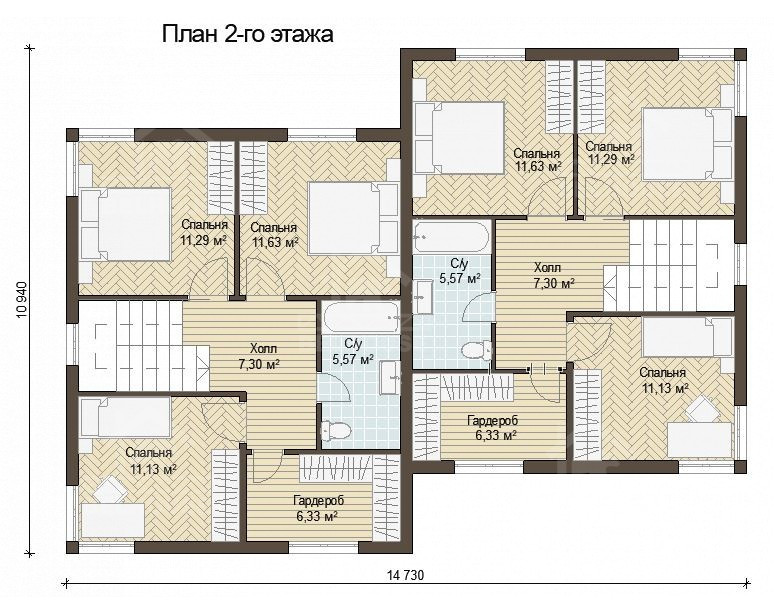 Каркасный дуплекс, проект №263Д - планировка
