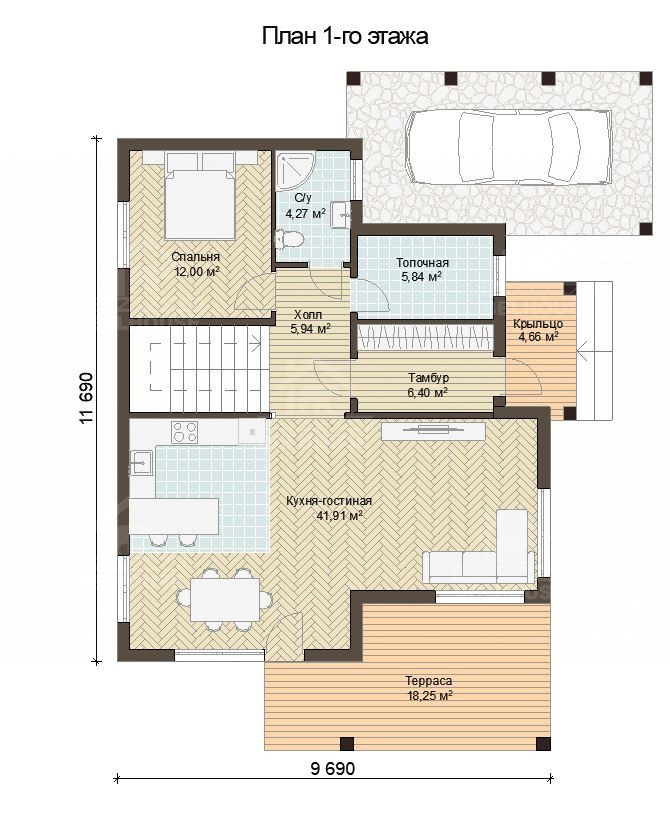Каркасный дом, проект №265 - планировка