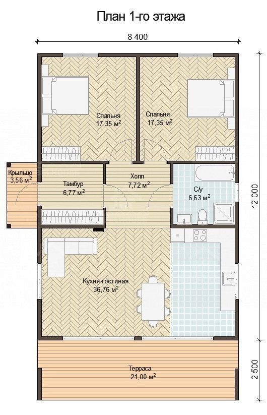 Каркасный барнхаус, проект №267 - планировка