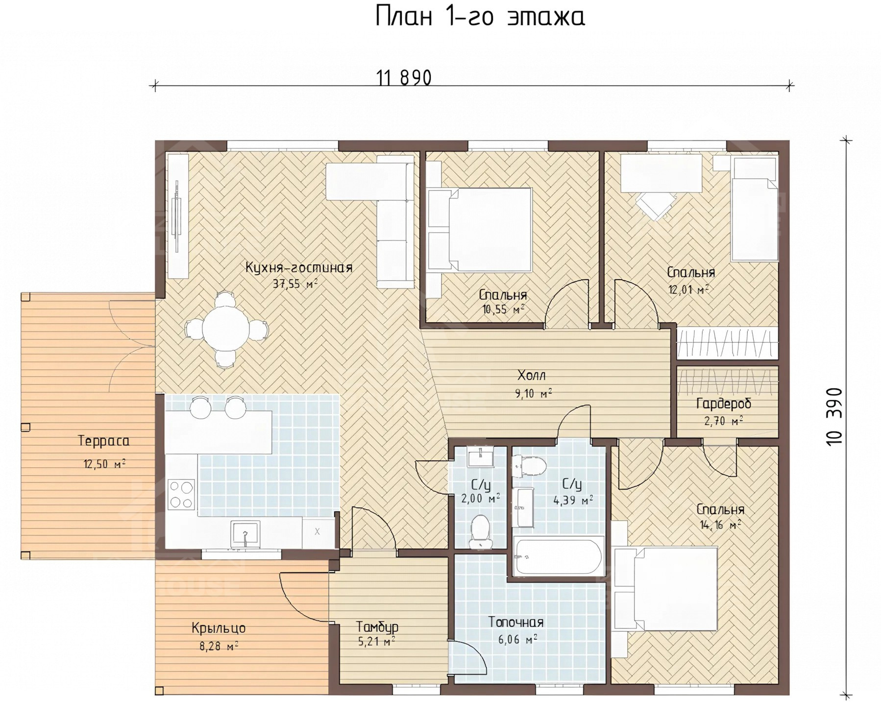 Каркасный дом, проект №268 - планировка