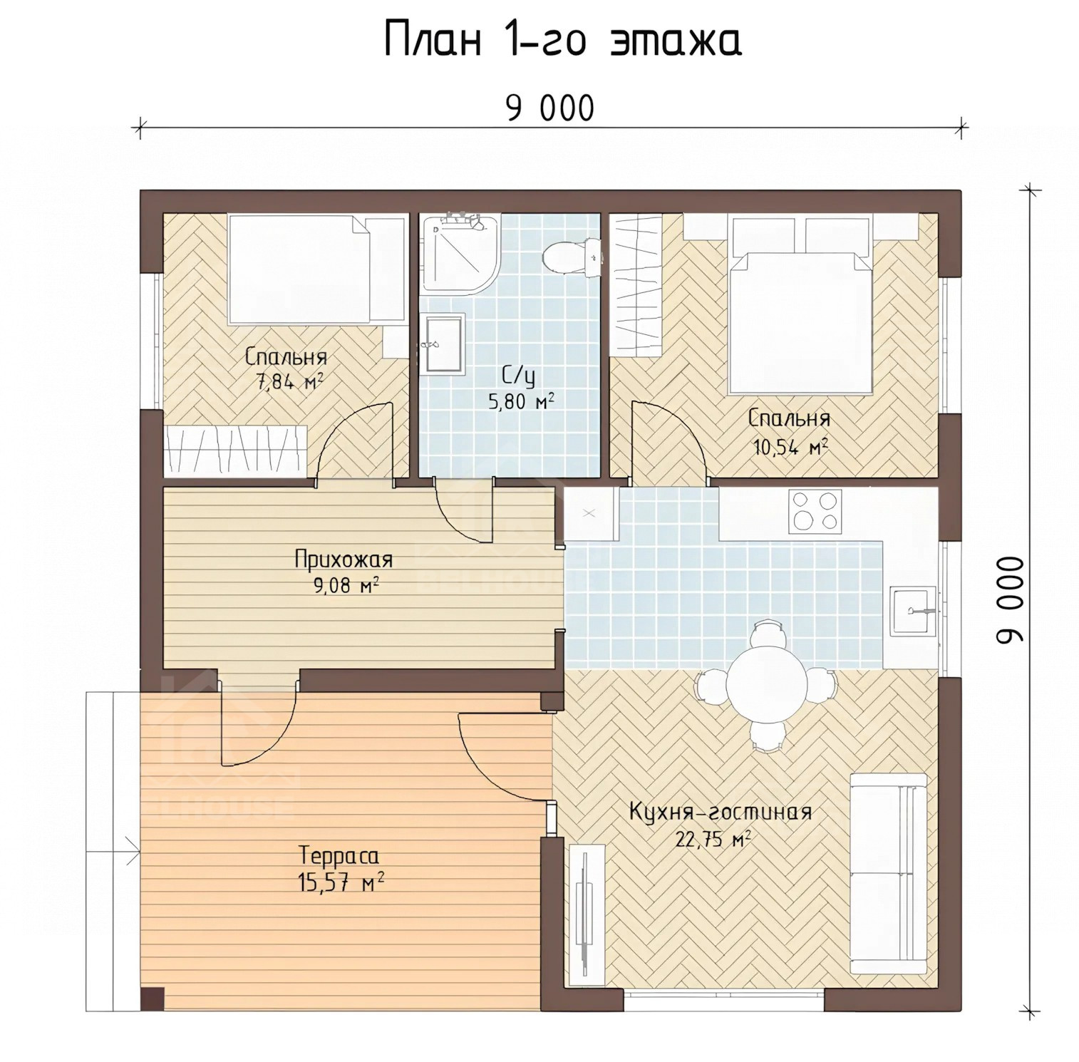 Каркасный дом, проект №270 - планировка