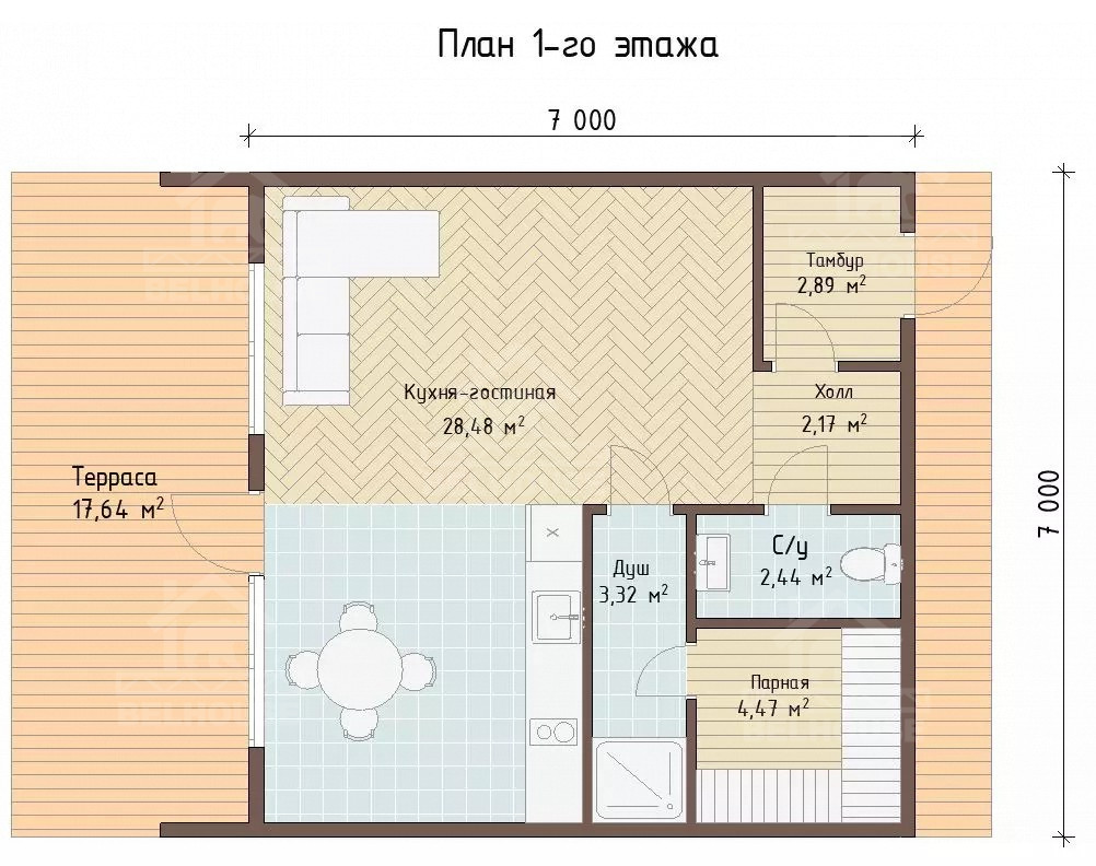 Каркасный барнхаус, проект №273 - планировка