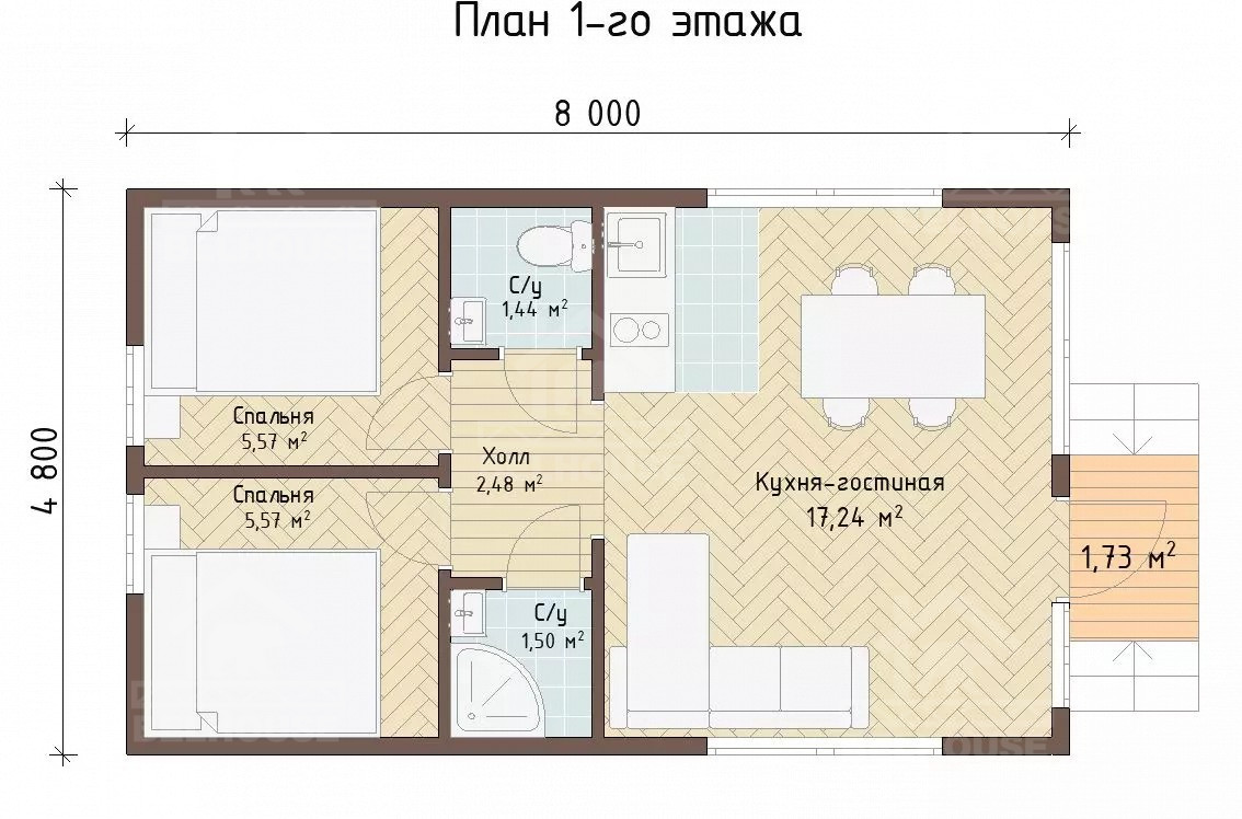 Каркасный барнхаус, проект №274 - планировка