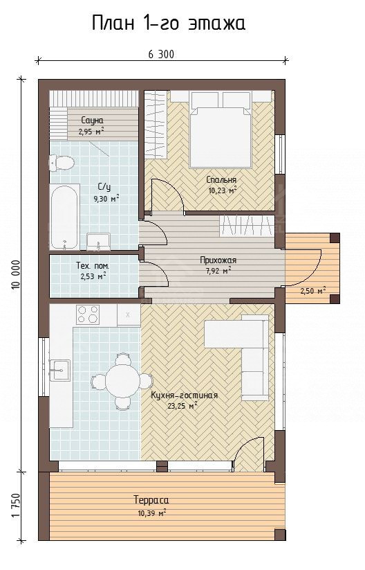 Каркасный барнхаус, проект №275 - планировка