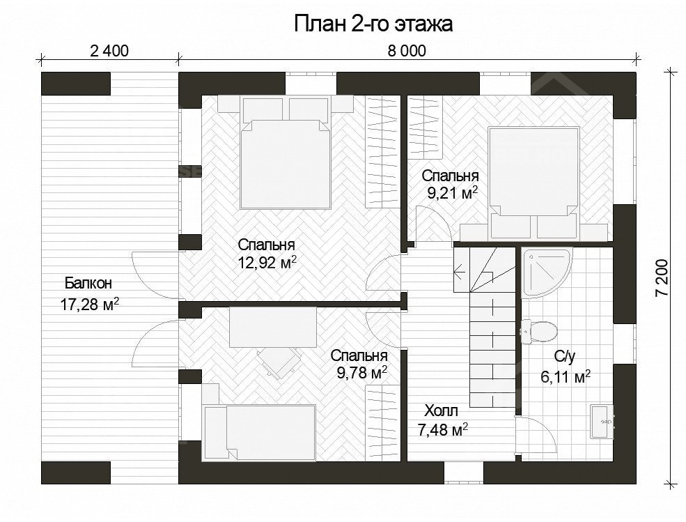 Барнхаус из газобетона, проект №284к - планировка