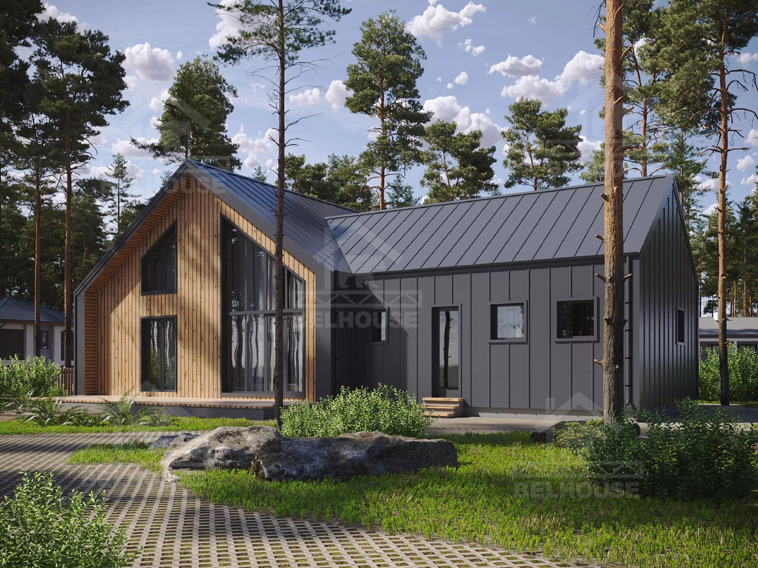 Барнхаус из газобетона, проект №299к