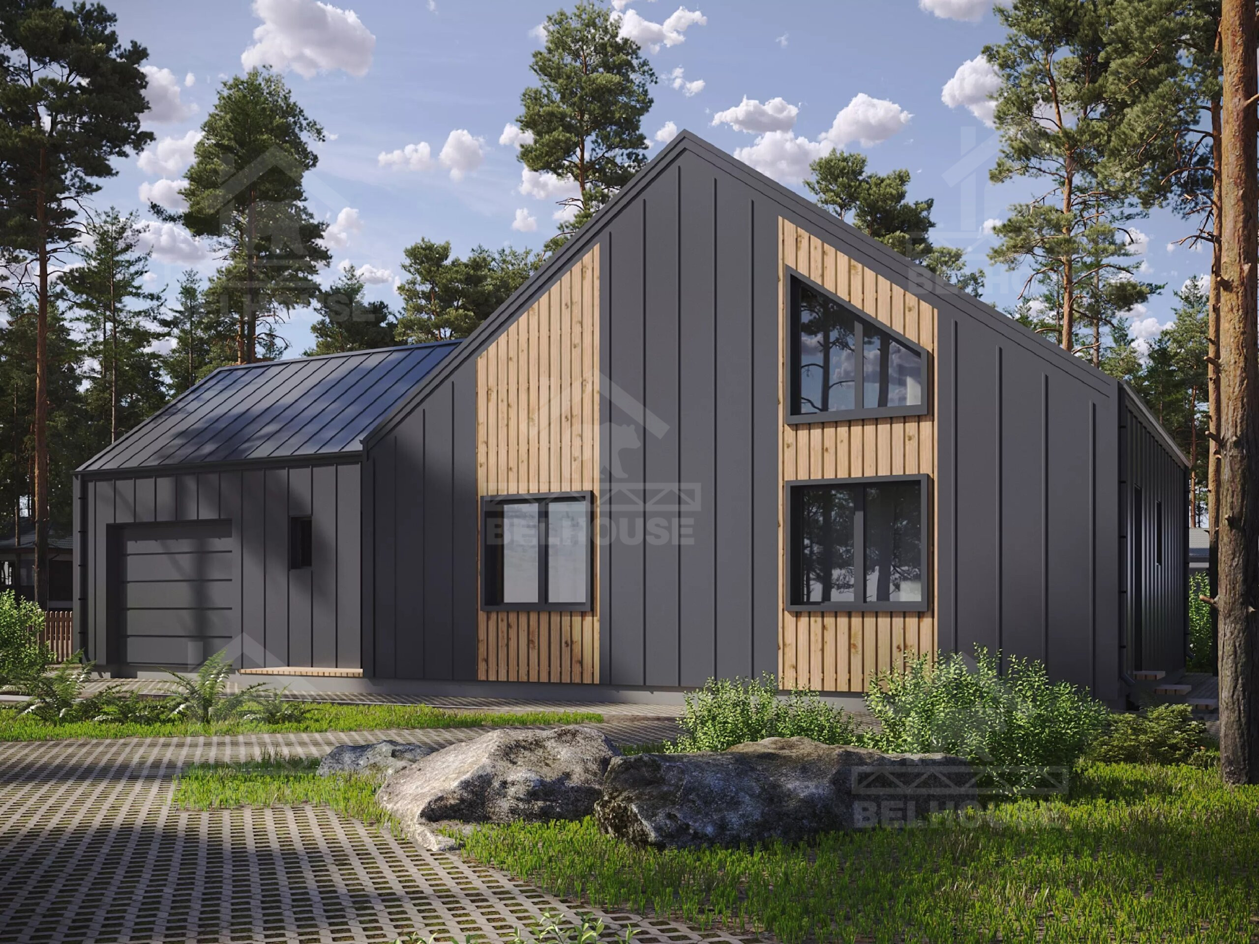 Барнхаус из газобетона, проект №299к